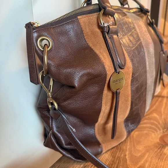 Margot Genuine Leather Boho Neutral Leather Satchel/Crossbody; NWT - Picture 8 of 10